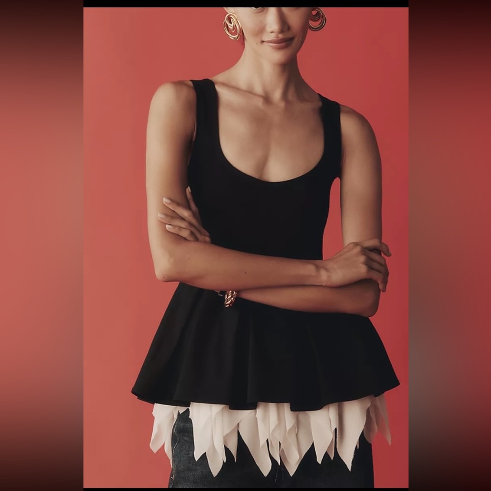 Anthropologie Black and White Peplum Tunic